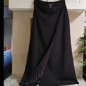 F. by Façonnable Black Semi-Wrap Gabardine Long Skirt Size L
